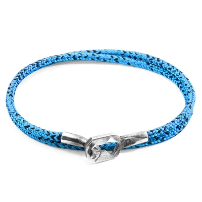 Shop Anchor & Crew Blue Noir Tenby Silver And Rope Bracelet