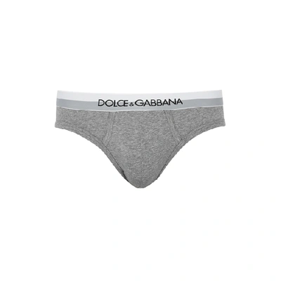 Shop Dolce & Gabbana Grey Stretch-cotton Briefs