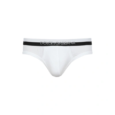 Shop Dolce & Gabbana White Stretch-cotton Briefs