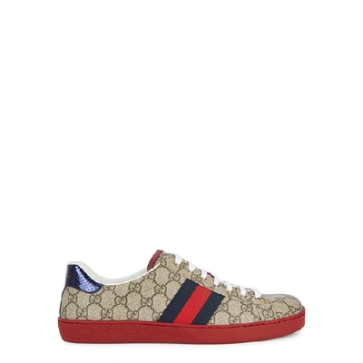 Shop Gucci Ace Gg Supreme Taupe Sneakers