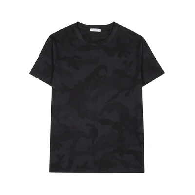 Shop Valentino Camouflage-print Cotton T-shirt In Black