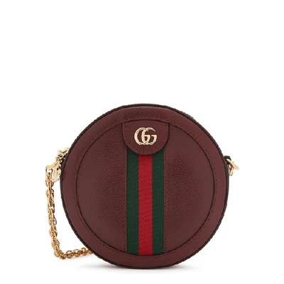 Shop Gucci Ophidia Bordeaux Leather Shoulder Bag In Burgundy
