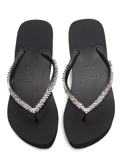 Shop Uzurii 'classic' Strass Pvc Wedge Thong Sandals