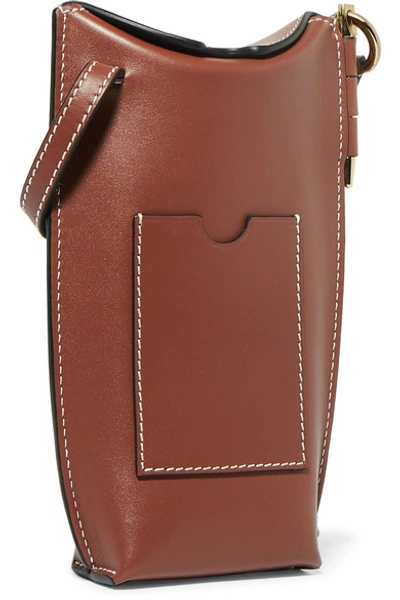 Shop Loewe Gate Leather Pouch In Tan