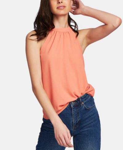 Shop 1.state Gathered High-neck Blouse In Coral Coast