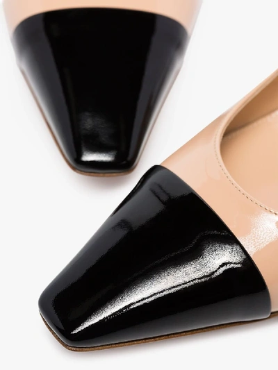 Shop Gianvito Rossi Neutral And Black 70 Patent Leather Mules In Neutrals
