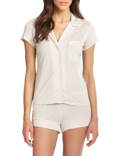 Shop Eberjey Gisele Short-sleeve Pajama Top And Shorts In Pearl Grey