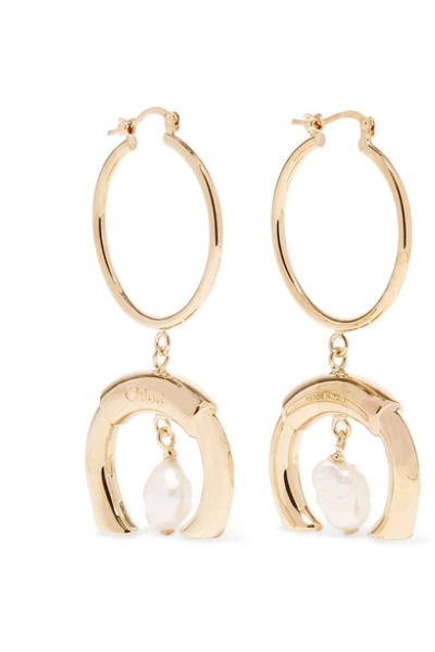 Shop Chloé Gold-tone Pearl Earrings