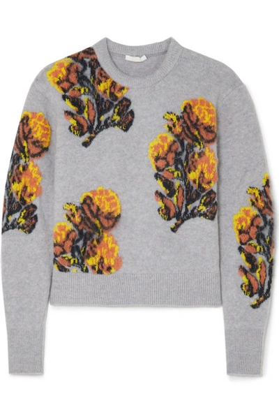 Shop Chloé Jacquard-knit Sweater In Lilac