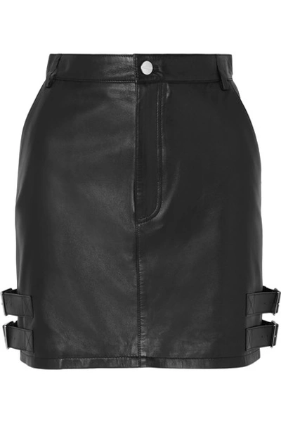 Shop Altuzarra Lawrence Buckled Leather Mini Skirt In Black