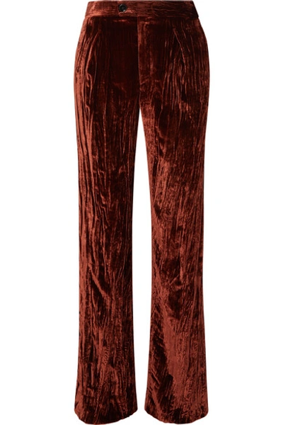Shop Chloé Crushed-velvet Pants In Copper