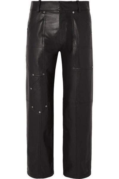 Shop Chloé Studded Leather Straight-leg Pants In Black
