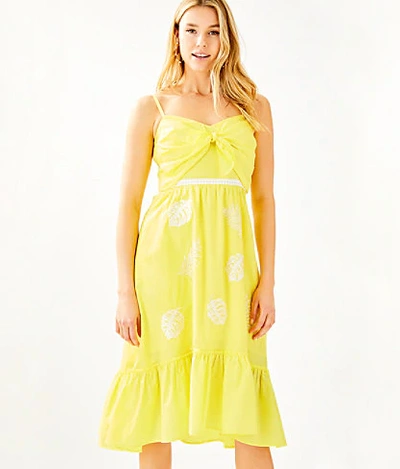 Shop Lilly Pulitzer Eloisa Midi Dress In Watch Hill Yellow Fiesta Embroidery