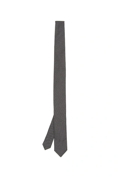 Shop Dolce & Gabbana Silk Tie With Micro Pattern In Jacquard (black)