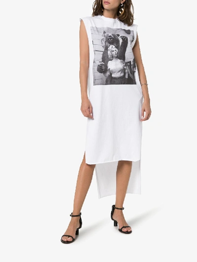 Shop Christopher Kane Marilyn Monroe Print Sleeveless Cotton Dress In White