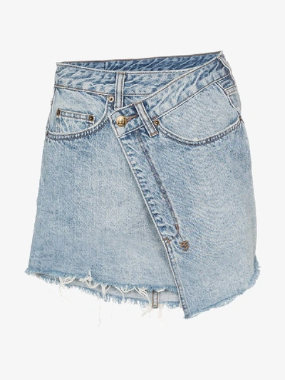 Ksubi Sign Of The Times Asymmetric Denim Wrap Skirt In Blue