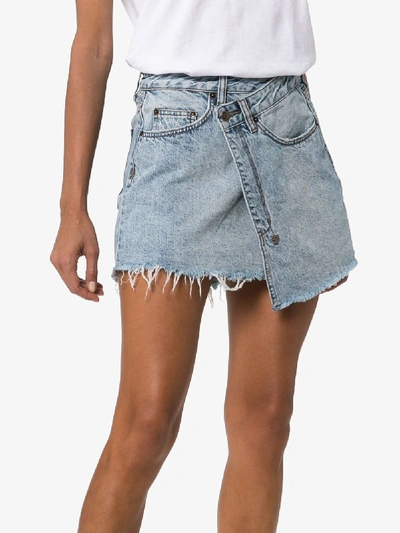 Ksubi Sign Of The Times Asymmetric Denim Wrap Skirt In Blue