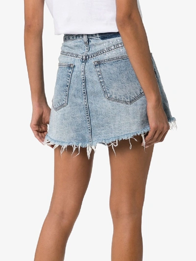 Ksubi Sign Of The Times Asymmetric Denim Wrap Skirt In Blue