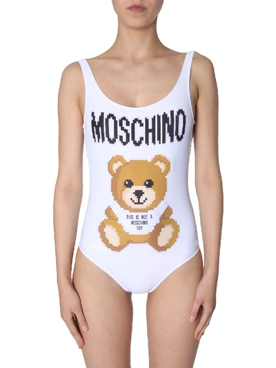 Shop Moschino Swimsuit In Bianco