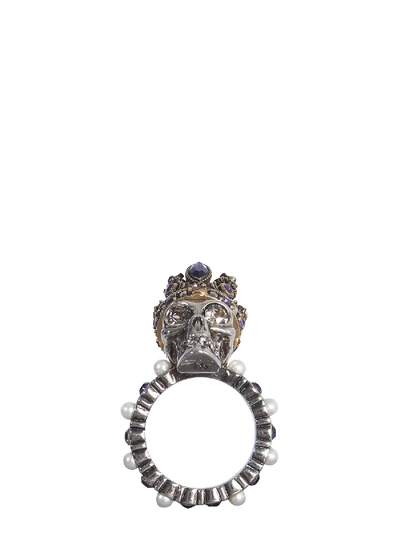 Shop Alexander Mcqueen Skull Queen Ring In Multicolor