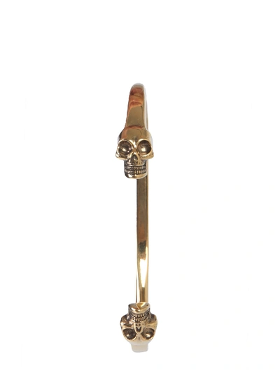 Shop Alexander Mcqueen Double Skull Bracelet In Oro
