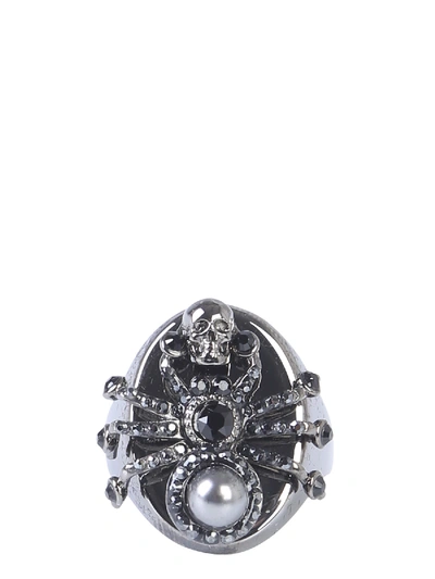 Shop Alexander Mcqueen Spider Ring In Grigio