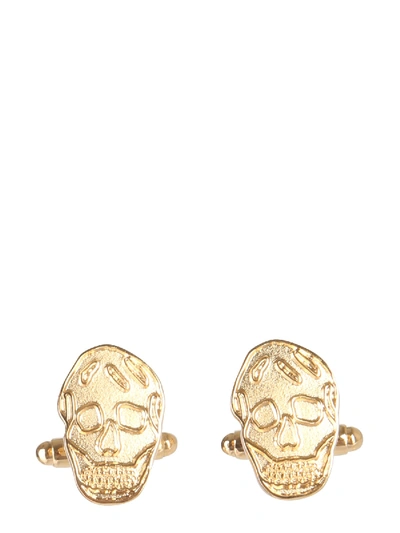 Shop Alexander Mcqueen Skull Cufflinks In Oro