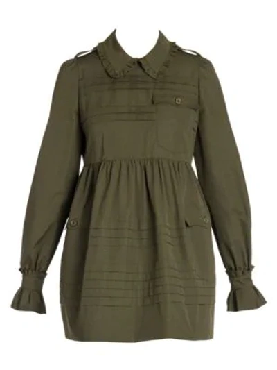 Shop Miu Miu Cotton Poplin Mini Babydoll Dress In Military