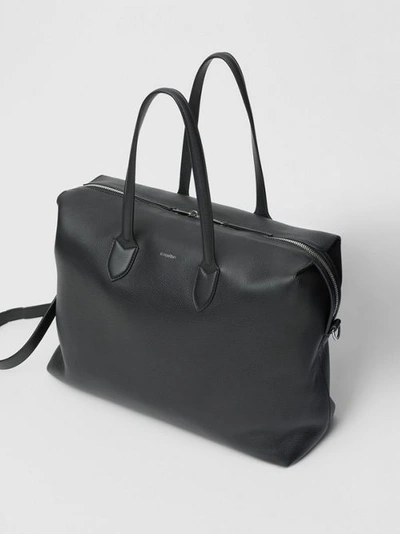 Shop Burberry Grainy Leather Holdall In Black