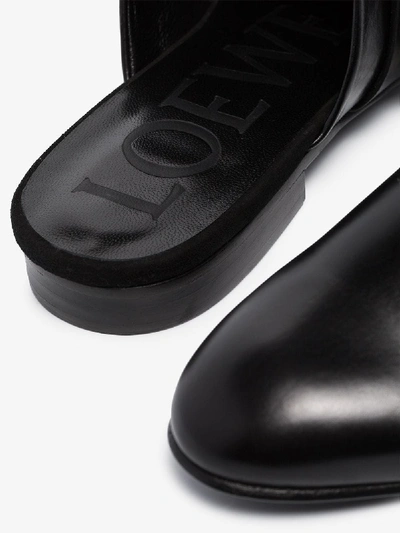 Shop Loewe Black Western Mule Flat Leather Slipper Buckle