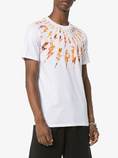Shop Neil Barrett Flame Bolt Print T-shirt In White
