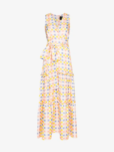 Shop Paper London Sleeveless V-neck Silk Maxi Dress In Multicolour