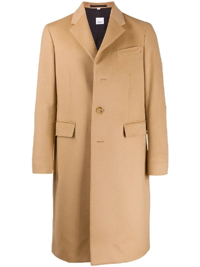 Shop Burberry Single Breasted Coat - Brown