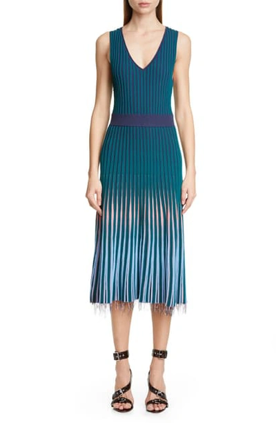 Shop Altuzarra V-neck Rib Sweater Dress In Spruce