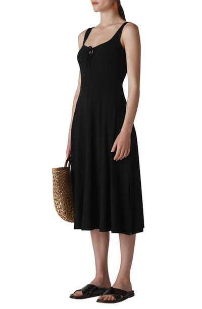 Shop Whistles Paulette Sleeveless Jersey Midi Dress In Black