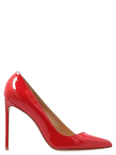 Shop Francesco Russo Asymmetric Pointed Pumps In Red