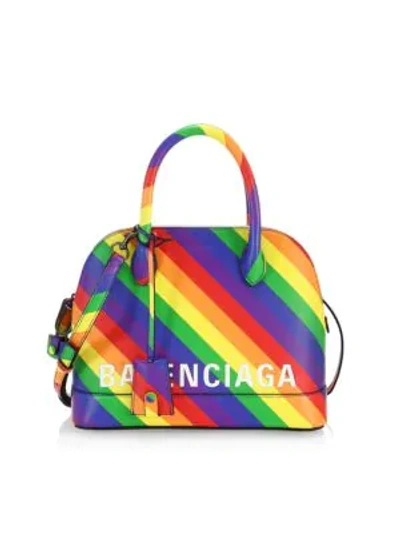 Shop Balenciaga Small Ville Rainbow Top Handle Leather Bag In Multi