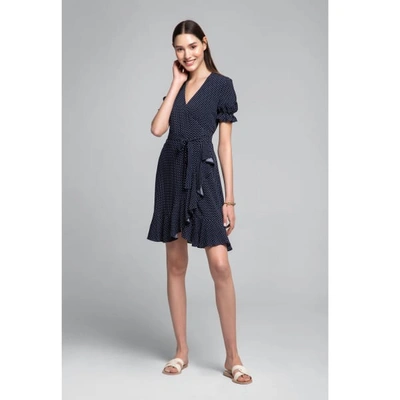 Rumour London Myla Ruffled Wrap Dress With Short Sleeves In Polka Dot Print In Wrap