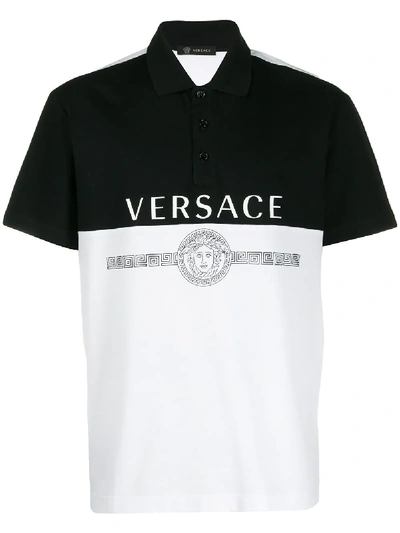 Shop Versace Two-tone Polo Shirt - White