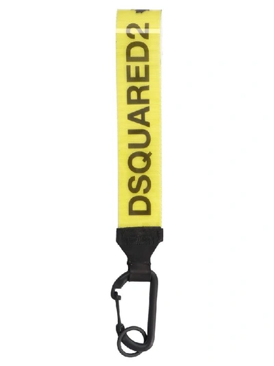 Shop Dsquared2 Logo Strap Keyring In Yellow