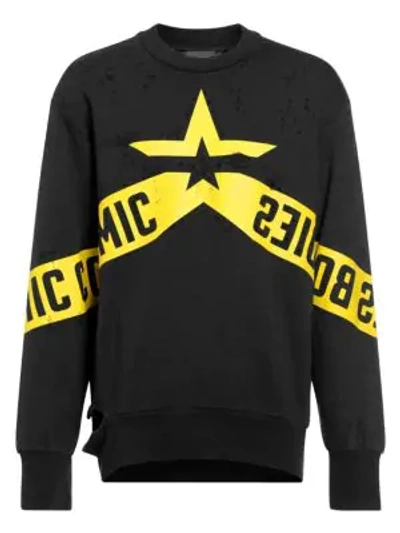 Shop Diesel Bay Star Graphic Distressed Sweatshirt In Black