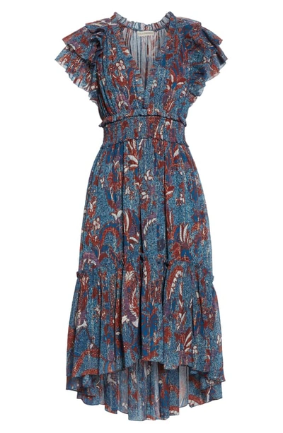 Shop Ulla Johnson Cicely Silk Blend High/low Dress In Azul