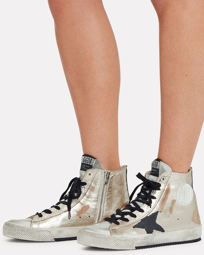 Shop Golden Goose Francy High-top Painted Star Sneakers