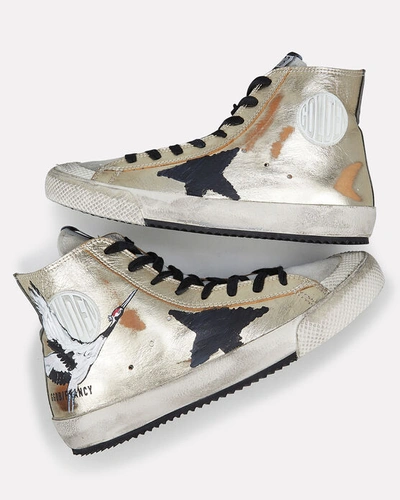 Shop Golden Goose Francy High-top Painted Star Sneakers