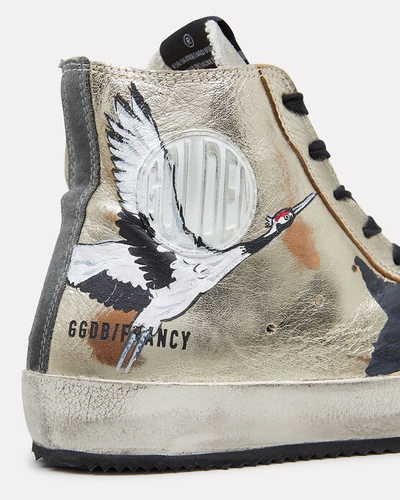 Shop Golden Goose Francy High-top Painted Star Sneakers