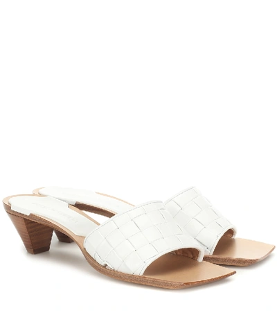 Shop Bottega Veneta Leather Sandals In White