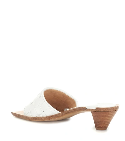 Shop Bottega Veneta Leather Sandals In White