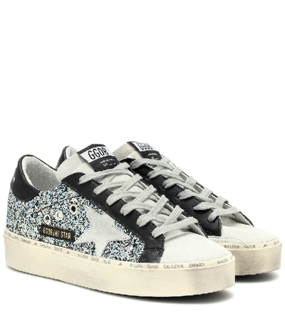 Shop Golden Goose Hi Star Glitter Leather Sneakers In Blue