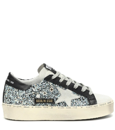 Shop Golden Goose Hi Star Glitter Leather Sneakers In Blue