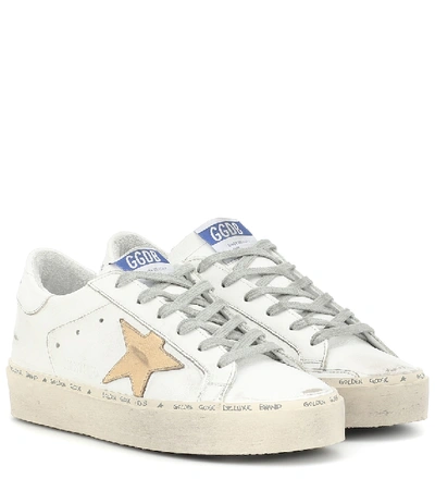 Shop Golden Goose Hi Star Leather Sneakers In White